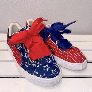 Puma Red and Blue Sneakers with Star Design